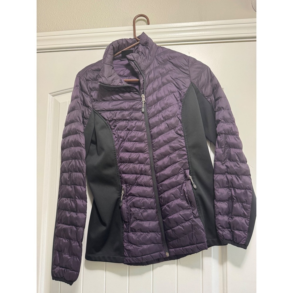 32 Degrees Heat Womens Lightweight Puffer Jacket Purple Black Mixed Media Small